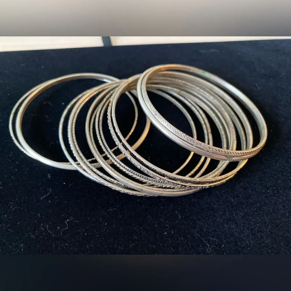 Y2K Lot of 13 Quality Chic Minimalist Silver Bangles
